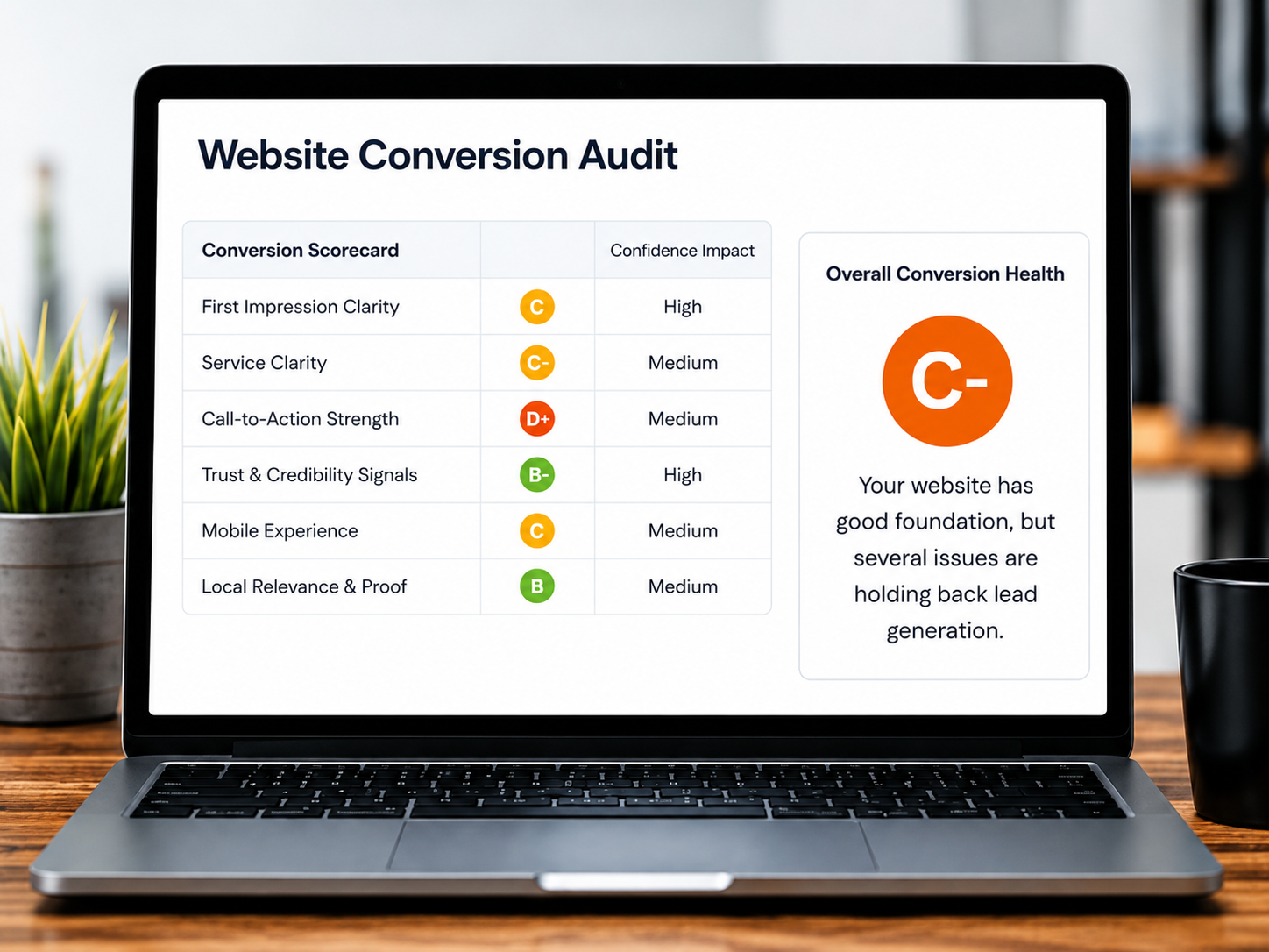 Home page conversion rate scorecard
